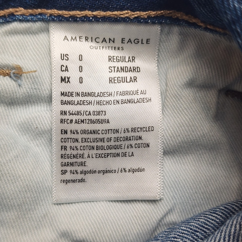 American Eagle 90s Straight Jeans Womens 0 Regular Blue Denim High Rise 27x29.5 - Picture 4 of 8